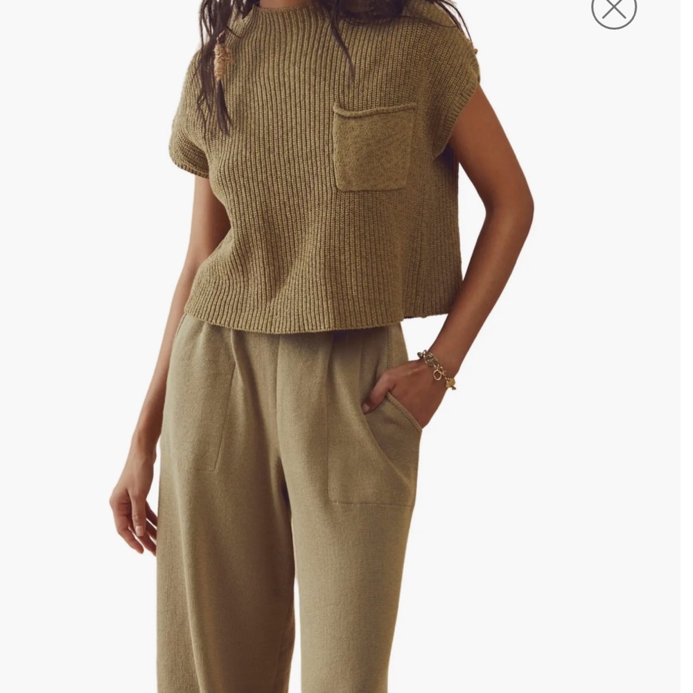 Free People Freya short sleeve sweater and pull on pants